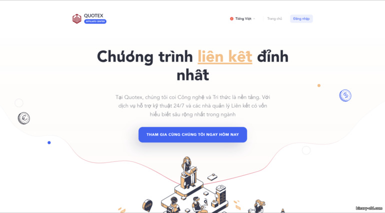 Trang web chính thức của chương trình liên kết Quotex