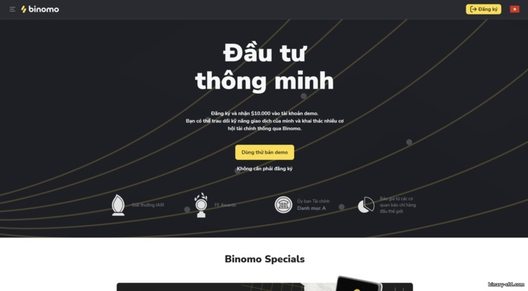 trang web chính thức của nhà môi giới Binomo