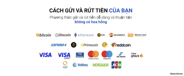 phương thức gửi và rút tiền từ nhà môi giới Binarycent