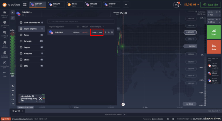 Chọn FX Options từ nhà môi giới IQ Option