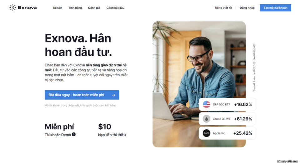 Trang web chính thức về quyền chọn nhị phân và nhà môi giới giao dịch CFD Exnova