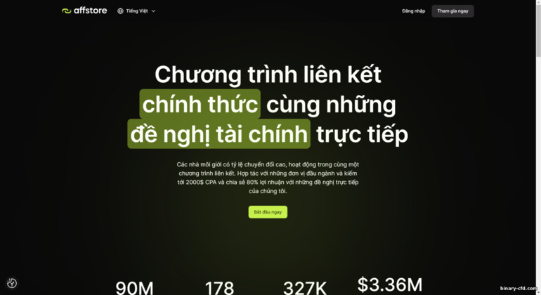 trang web chính thức của chương trình đối tác AffStore