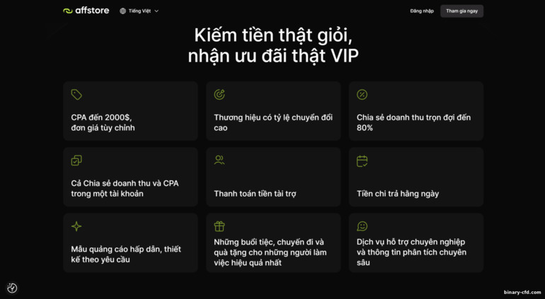 Ưu đãi IQ Option (Chia sẻ doanh thu) trong chương trình liên kết của Affstore