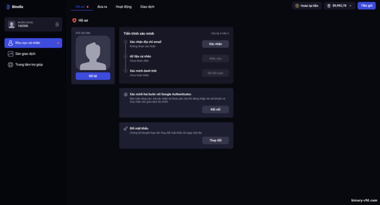 Xác minh tài khoản của bạn với nhà môi giới quyền chọn nhị phân Binolla