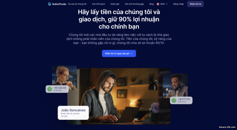 Trang web chính thức của nhà môi giới giao dịch prop SabioTrade