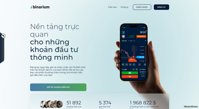 Trang web chính thức của nhà môi giới Binarium