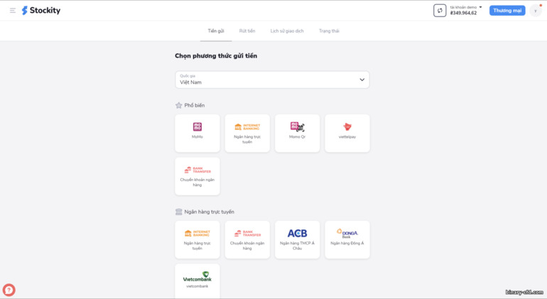 cách bổ sung tài khoản giao dịch của bạn với nhà môi giới Stockity