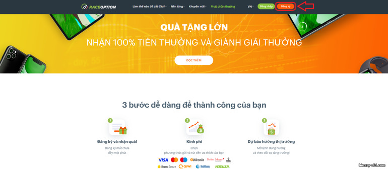 Trang web chính thức của nhà môi giới quyền chọn nhị phân RaceOption