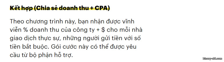 CPA + Chia sẻ doanh thu được áp dụng cho Clever Aff