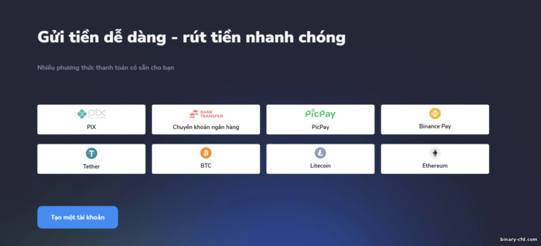 phương pháp bổ sung và rút tiền từ nhà môi giới Stockity