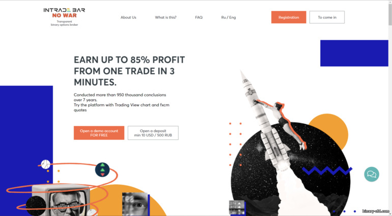 Trang web chính thức của nhà môi giới quyền chọn nhị phân Intrade Bar