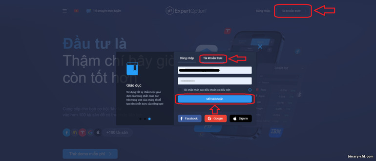 đăng ký với nhà môi giới tùy chọn nhị phân ExpertOption