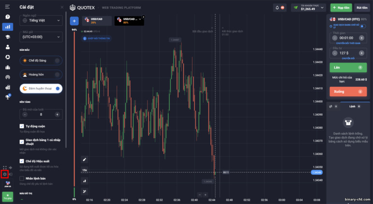 Cài đặt nền tảng giao dịch cho nhà môi giới Quotex