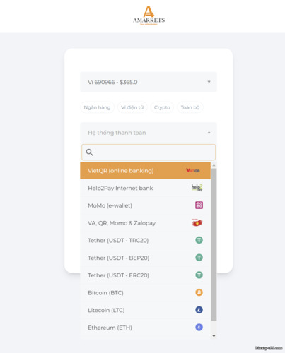 phương thức thanh toán tại nhà môi giới AMarkets