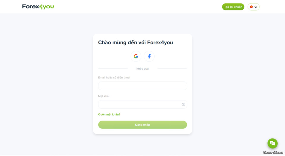 Biểu mẫu đăng ký tài khoản Forex4you