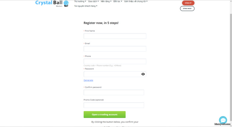 Mẫu Đăng Ký Tài Khoản Crystal Ball Markets