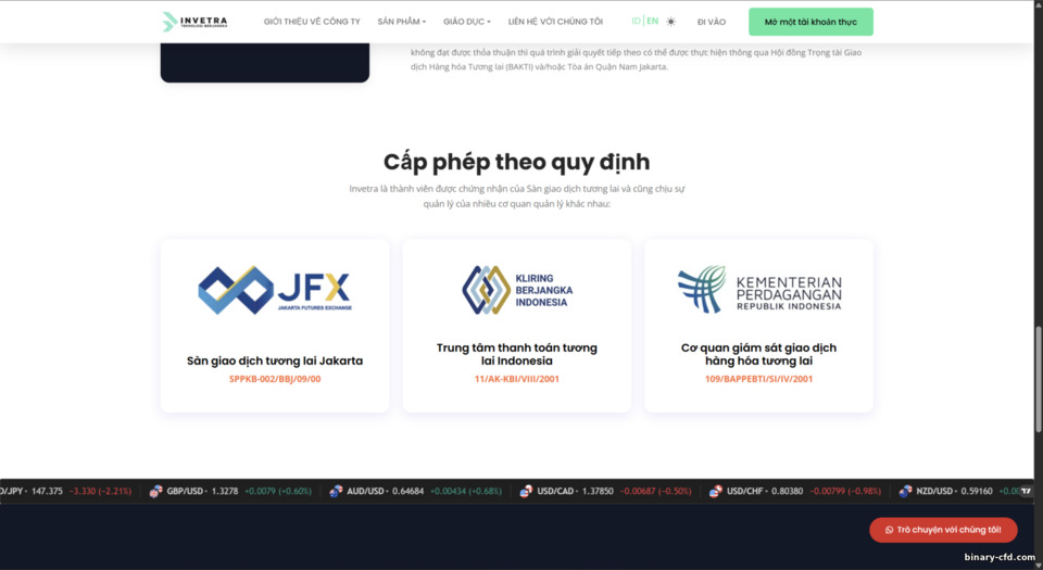 Quy định & giấy phép của sàn Invetra