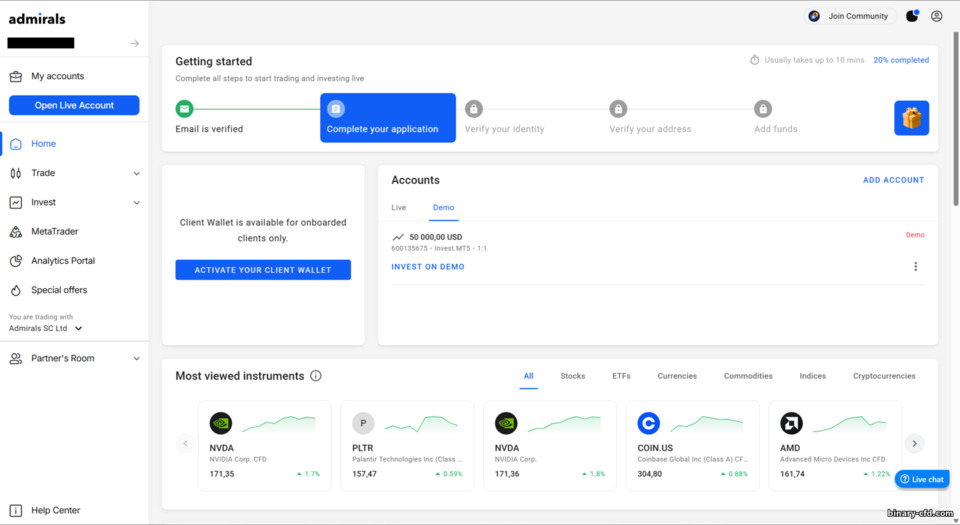 Tài khoản giao dịch Admirals