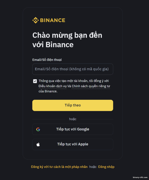 Mẫu Đăng Ký Binance