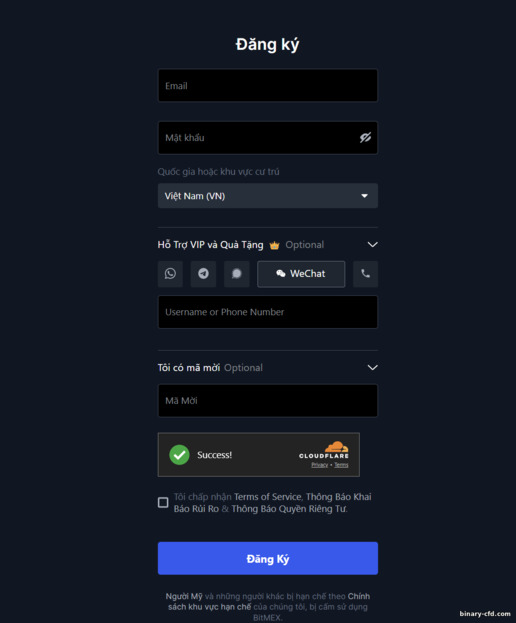 Mẫu Đăng Ký BitMex Mẫu Đăng Ký BitMex