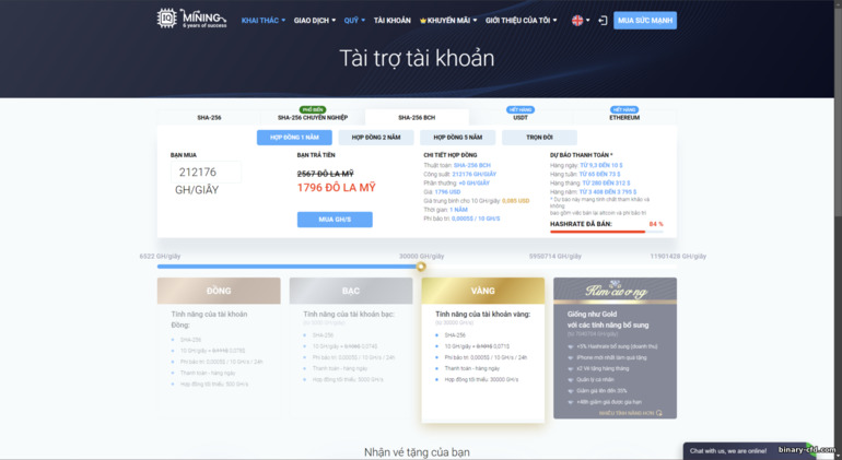 Chọn Gói & Bắt Đầu Đào trên IQ Mining