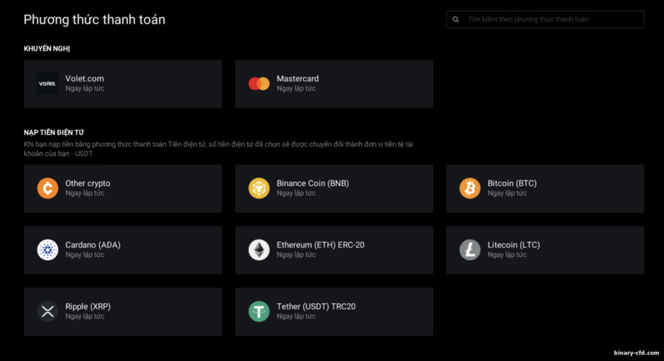Phương thức nạp tiền tài khoản Capital Bear