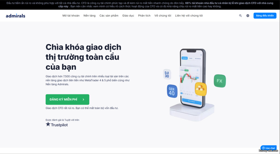 Trang web chính thức của Admirals