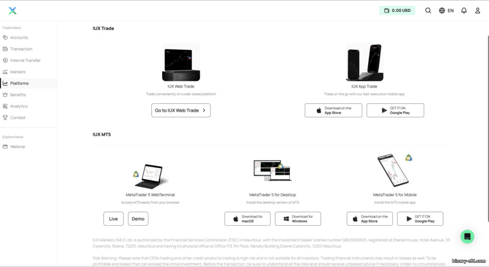 Các nền tảng giao dịch IUX