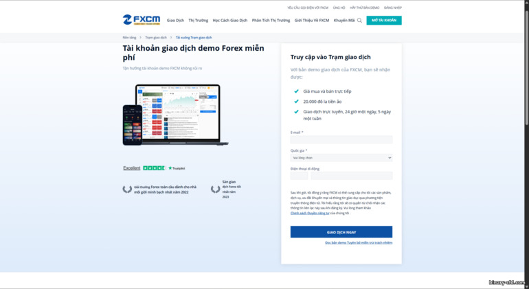 Thiết lập tài khoản Demo FXCM