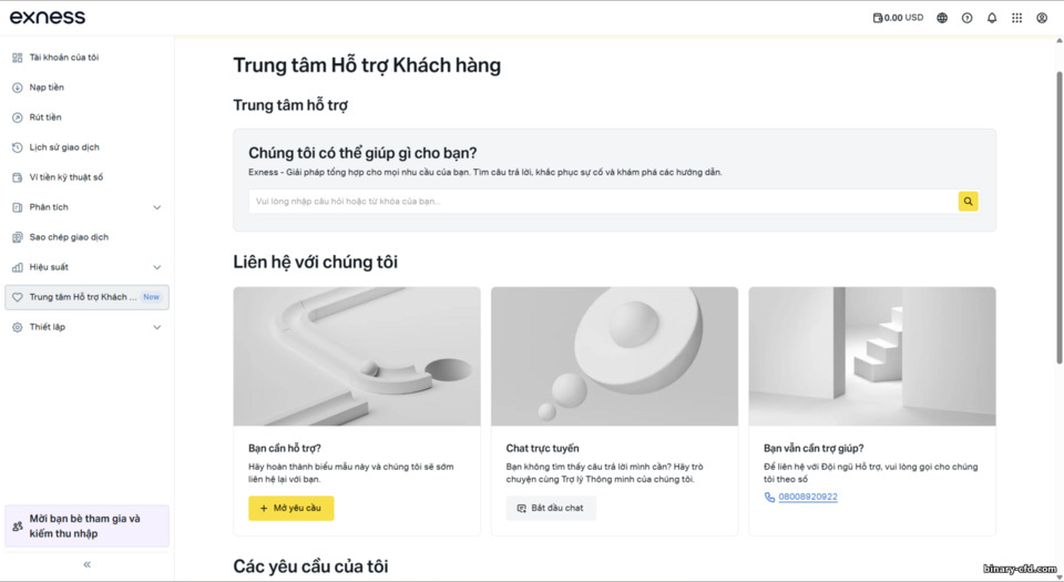 Hỗ trợ khách hàng Exness