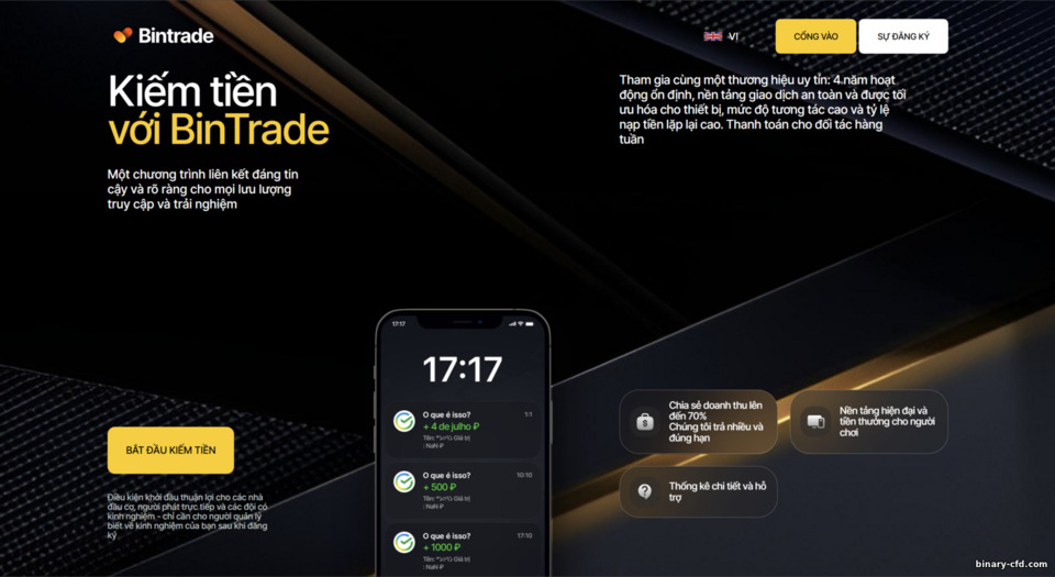 Trang chính thức chương trình affiliate BinTrade