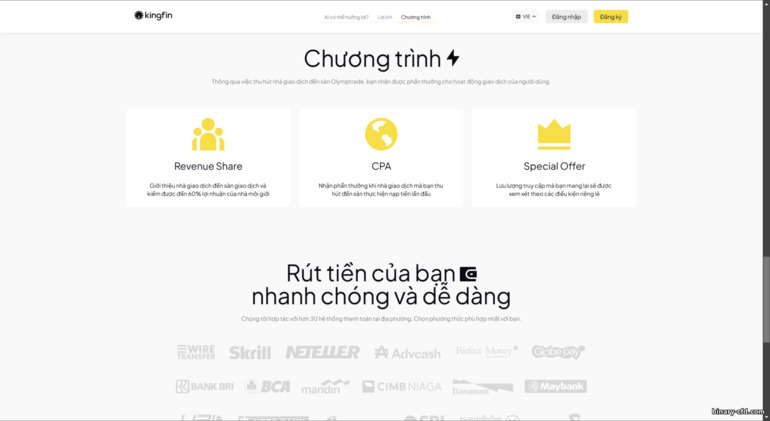 Điều khoản hợp tác với KingFin