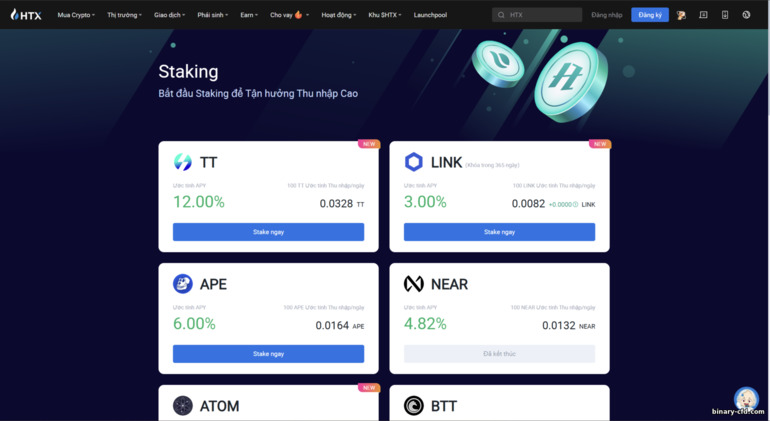 Staking trên sàn HTX