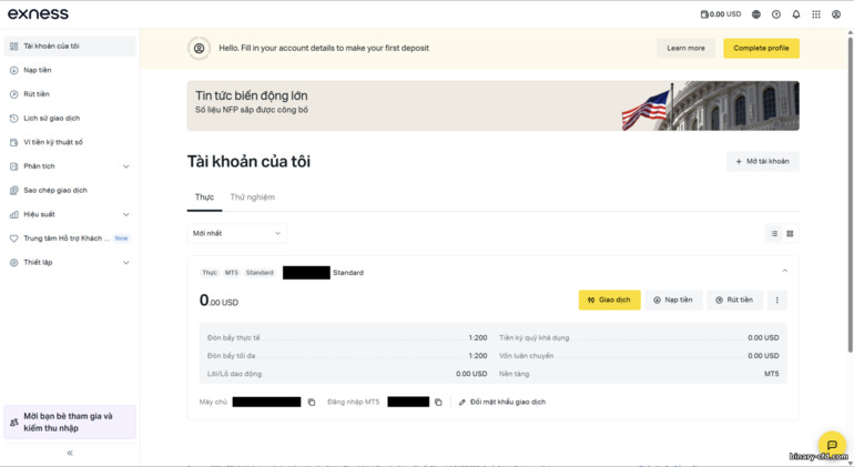 Tài khoản giao dịch Exness Tài khoản giao dịch Exness