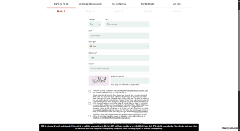Biểu mẫu đăng ký tài khoản Instaforex Biểu mẫu đăng ký tài khoản Instaforex