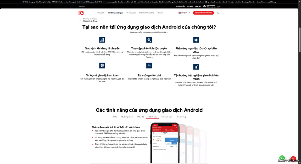 Ứng dụng giao dịch di động IG Markets