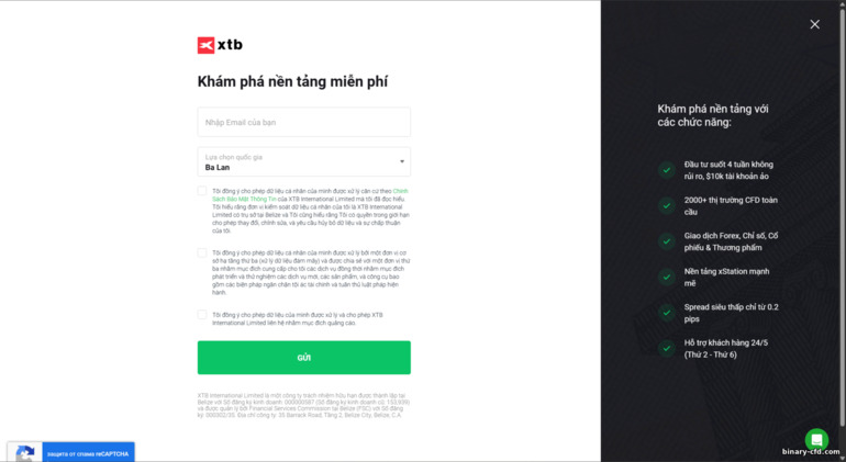Đăng ký tài khoản giao dịch XTB mới