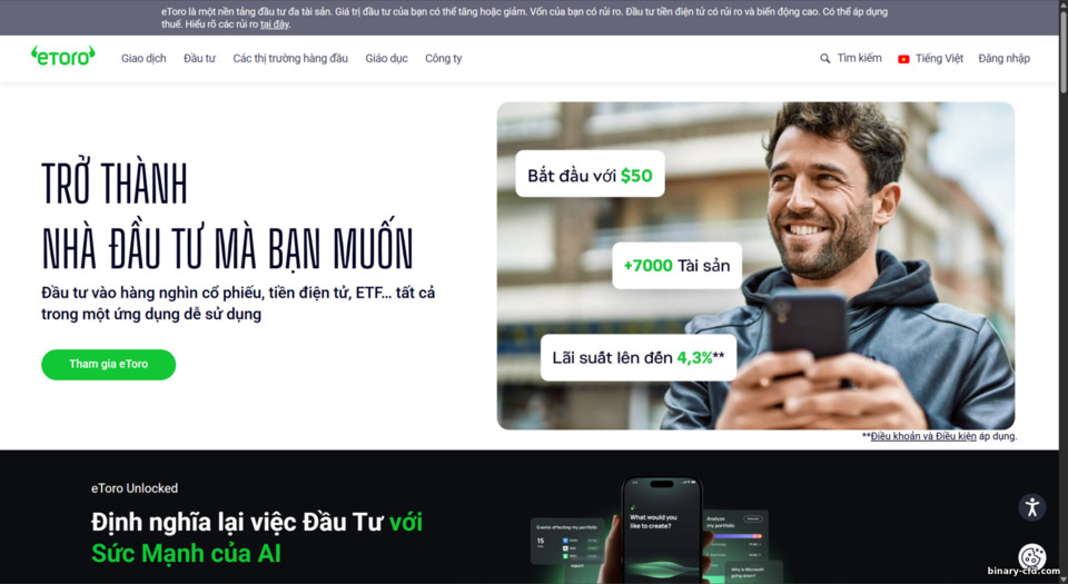 Trang web chính thức của eToro