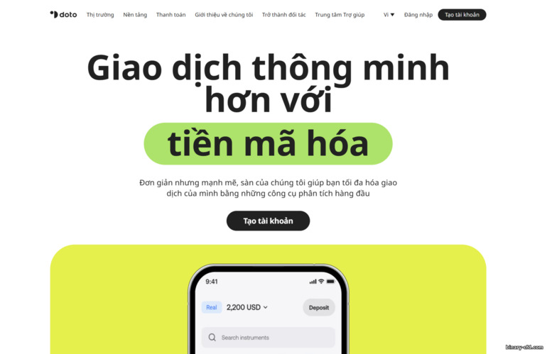 Trang web chính thức của sàn Doto