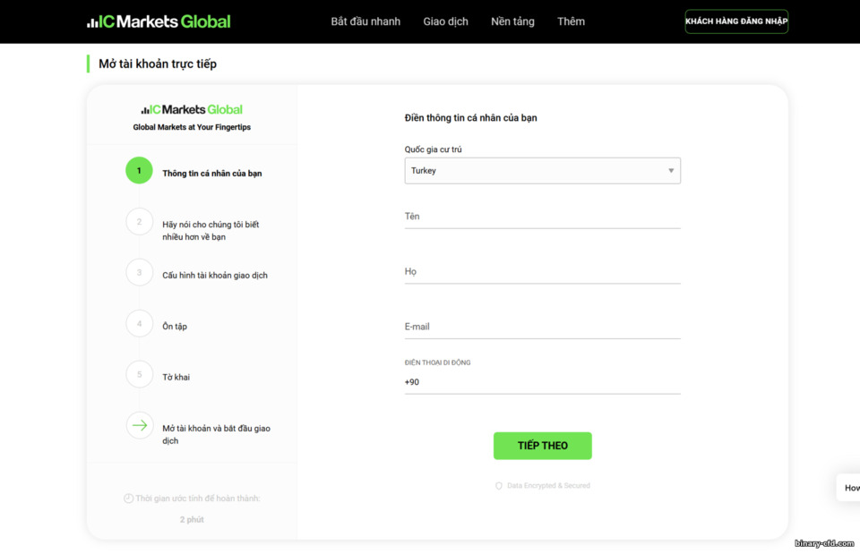 Đăng ký tài khoản giao dịch IC Markets