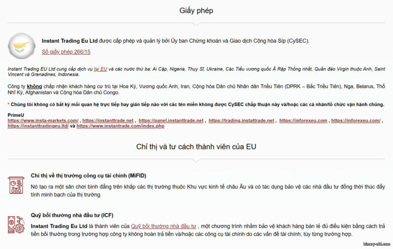 Giấy phép hoạt động Instaforex Giấy phép hoạt động Instaforex