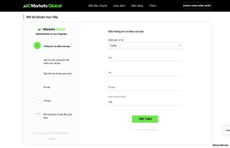Đăng ký tài khoản giao dịch IC Markets Đăng ký tài khoản giao dịch IC Markets