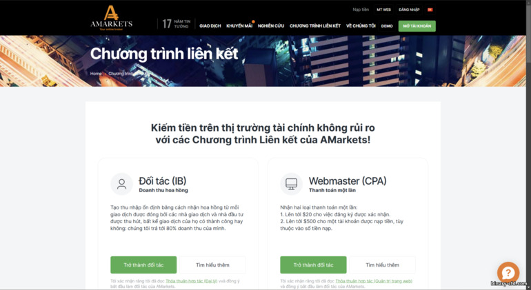 Chương trình liên kết của sàn AMarkets