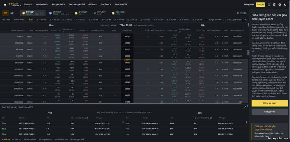Tổng Quan Quyền Chọn Binance
