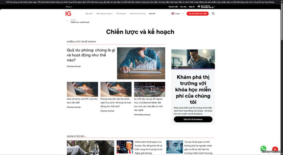 Giáo dục giao dịch tại IG Markets