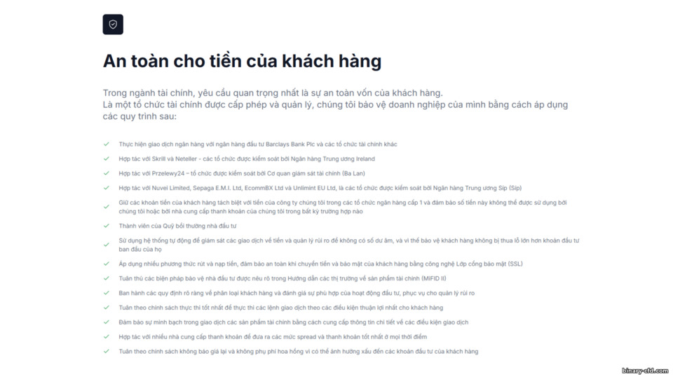 Bảo vệ tiền khách hàng tại XM